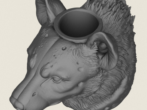 Hyena Face Vase Print Ready 3D Baskı Modeli