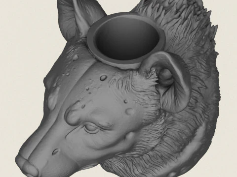 Hyena Face Vase 3D Print Model