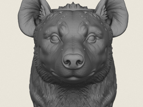 Hyena Face Vase Print Ready 3D Baskı Modeli
