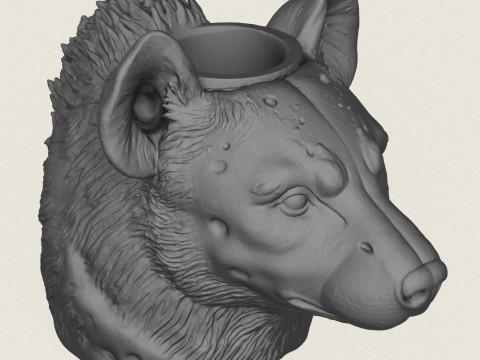 Hyena Face Vase Print Ready 3D Baskı Modeli