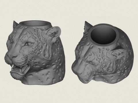 Leopard Head Vase Modèles 3D en vedette