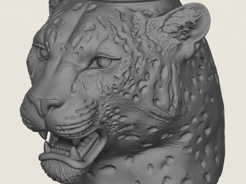 Leopard Head Vase Modelo de Impressão 3D