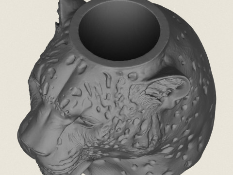 Leopard Head Vase Modelo de Impressão 3D