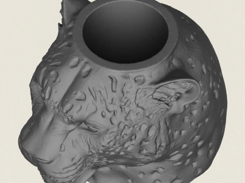 Leopard Head Vase 3D Print Model