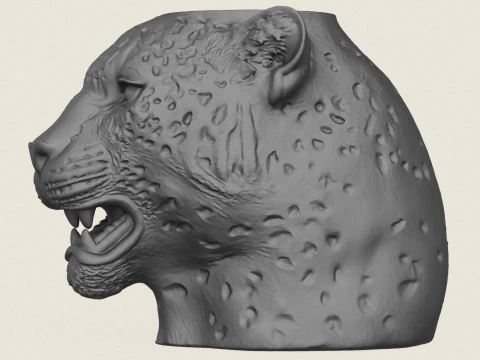 Leopard Head Vase 3D Print Model