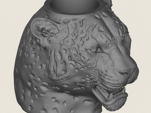 Leopard Head Vase Modelo de Impressão 3D