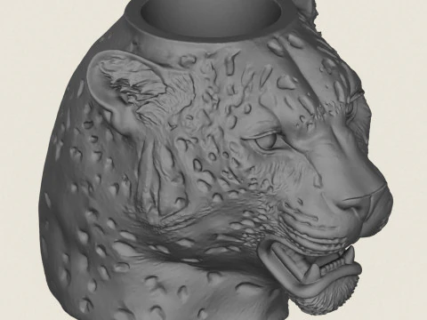 Leopard Head Vase 3D Print Model