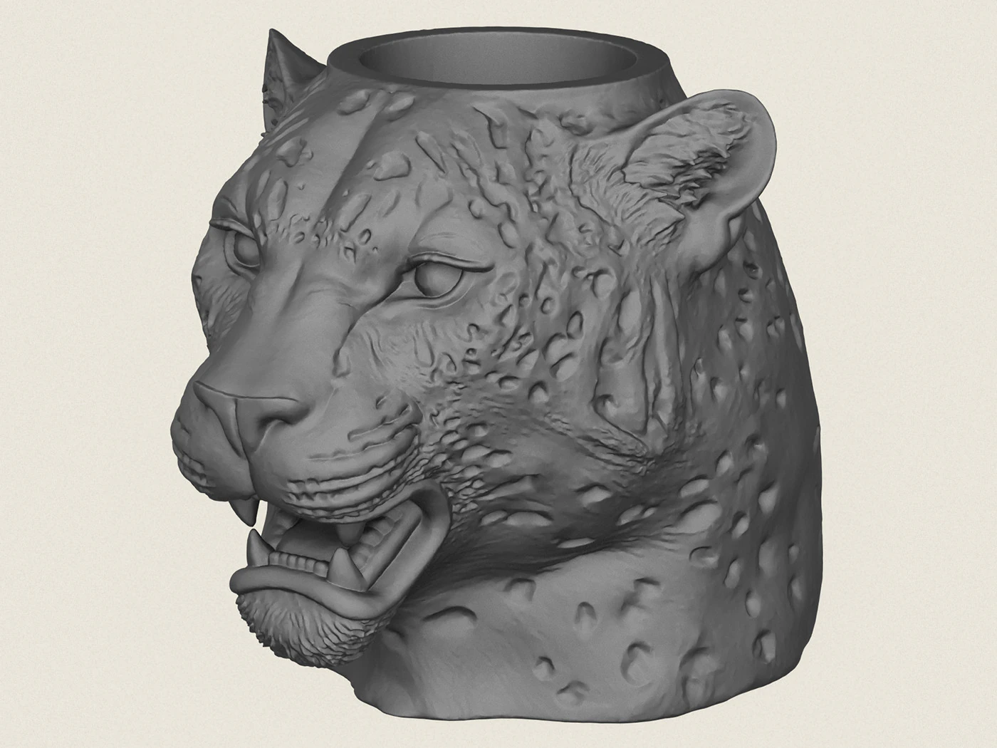 Leopard Head Vase 3D Print Model .c4d .max .obj .3ds .fbx .stl .blend 