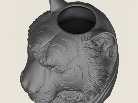 호랑이 머리 꽃병 3D 프린트 모델