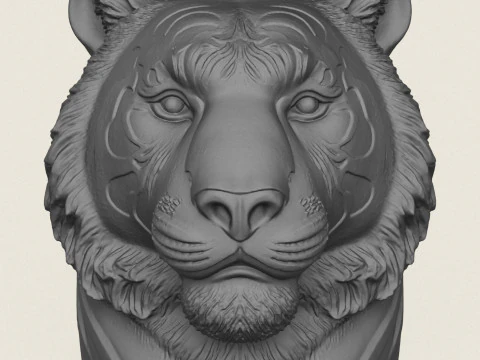 호랑이 머리 꽃병 3D 프린트 모델