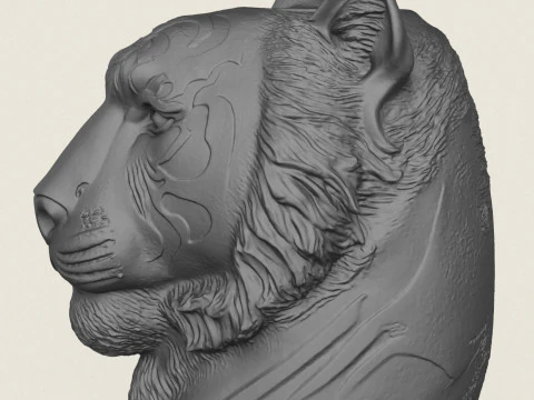 호랑이 머리 꽃병 3D 프린트 모델