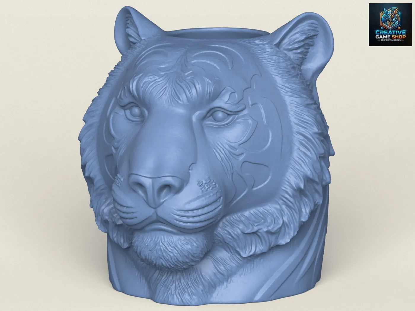 Tiger Head Vase 3D Print Model .c4d .max .obj .3ds .fbx .stl .blend 