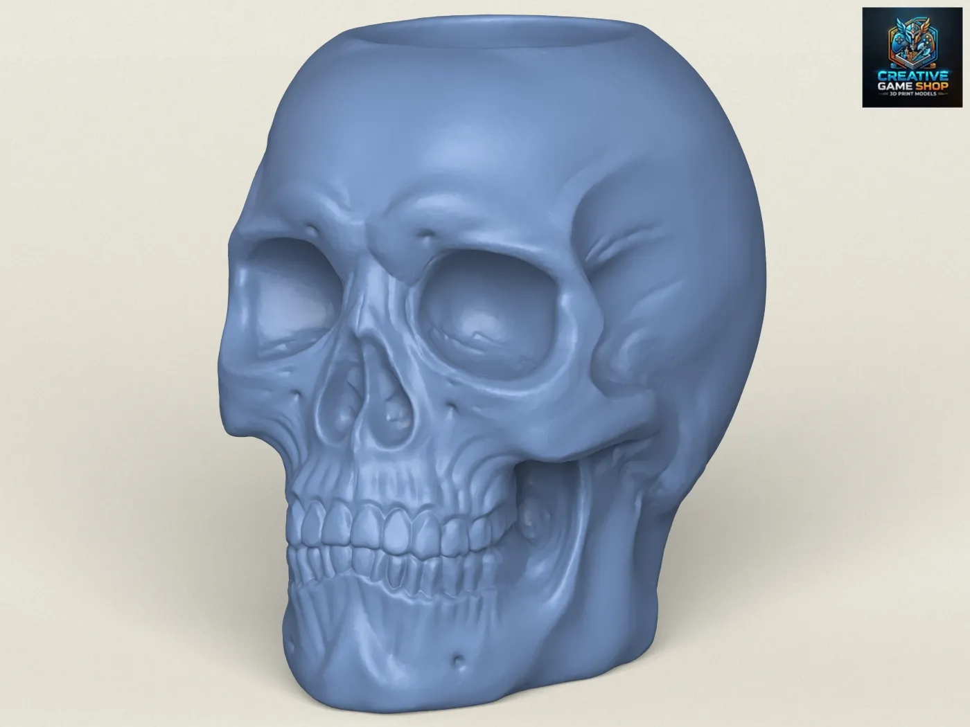 Skull Vase 3D Print Model .c4d .max .obj .3ds .fbx .stl .blend 