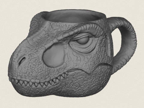 Dinosaur Face Mug 3D Print Model