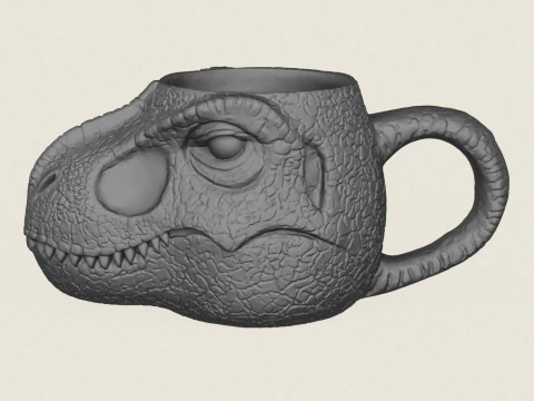 Tasse de visage de dinosaure Modèles 3D en vedette