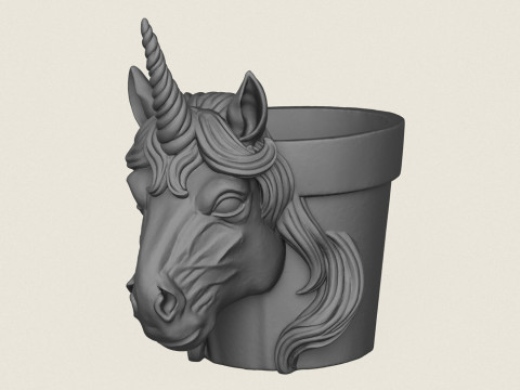 Plantador de cabeça de cavalo unicórnio Modelo de Impressão 3D