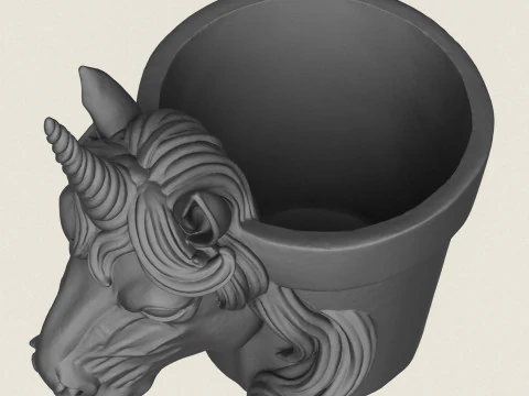 Unicorn Horse Head Planter 3D Print Model