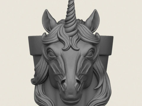 Unicorn Horse Head Planter 3D Print Model