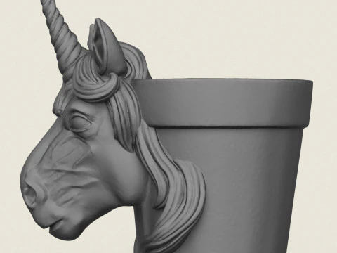 Unicorn Horse Head Planter 3D Print Model
