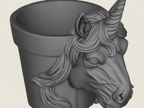 Unicorn Horse Head Planter 3D Print Model