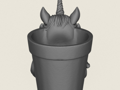 独角兽马头花盆 3D 打印模型