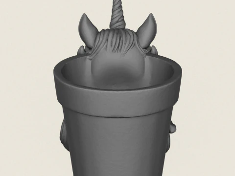 Unicorn Horse Head Planter 3D Print Model