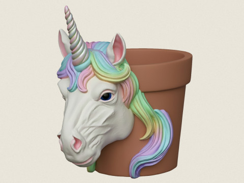 Macetero con cabeza de caballo de unicornio Modelo de impresión 3D