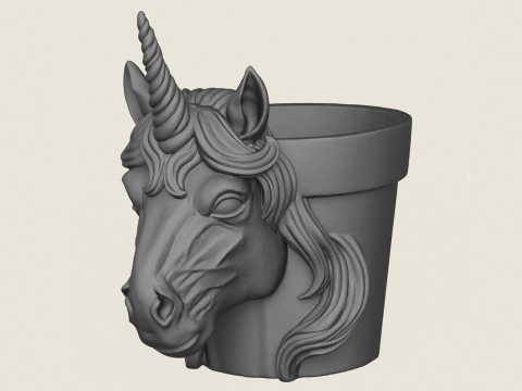 Einhorn-Pferdekopf-&Uuml;bertopf 3D Druckmodell
