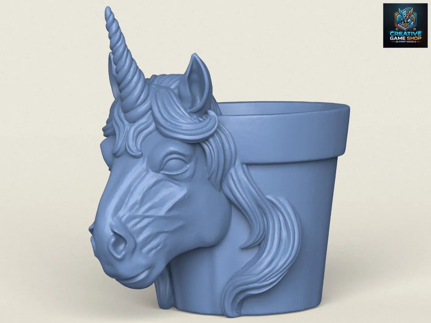 Unicorn Horse Head Planter 3D Print Model .c4d .max .obj .3ds .fbx .stl .blend
