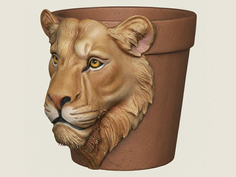 Fioriera con testa di leonessa Modello di stampa 3D