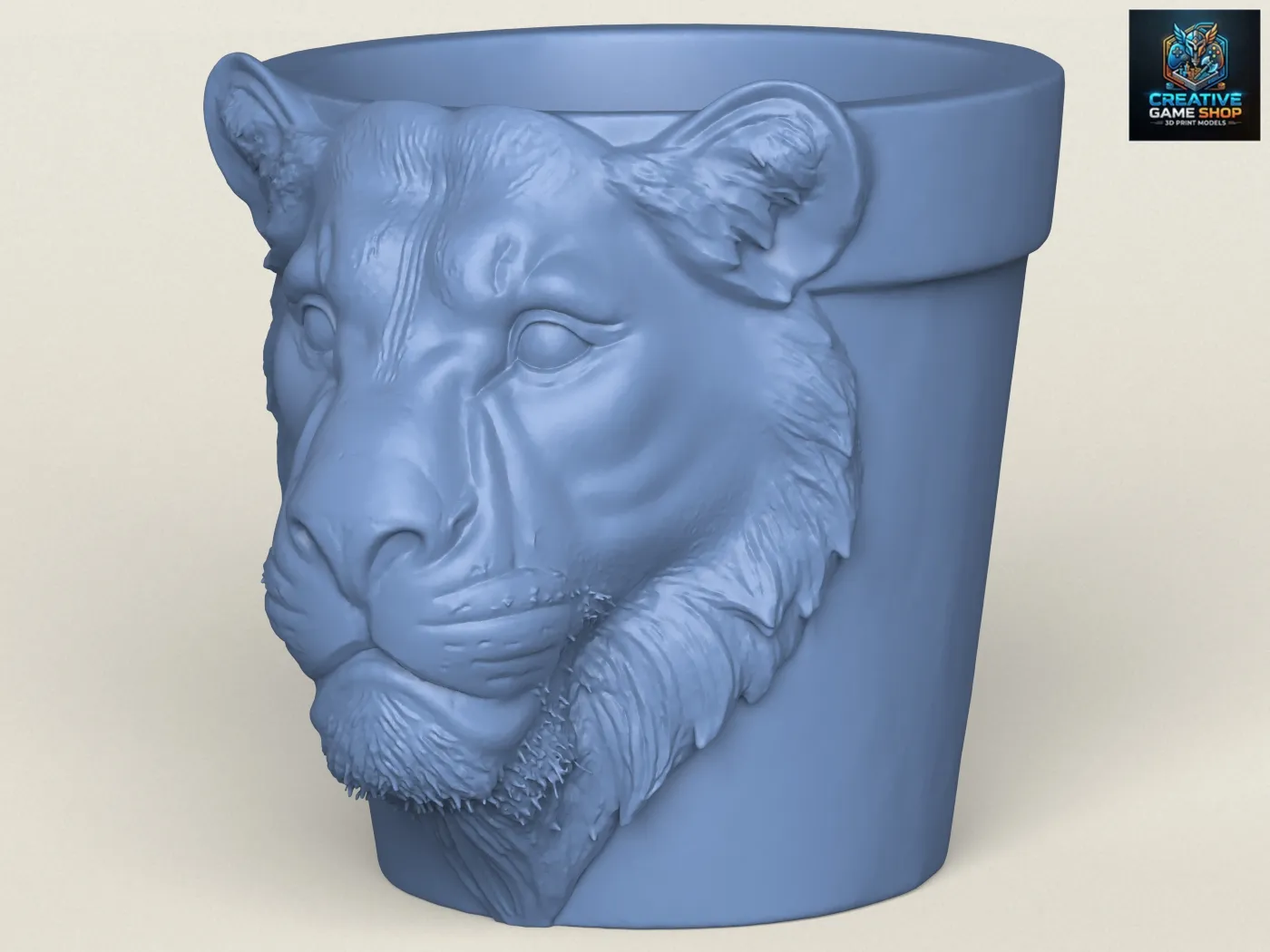 Lioness Head Planter 3D Print Model .c4d .max .obj .3ds .fbx .stl .blend 