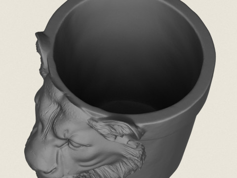 암사자 헤드 화분 인쇄 준비 3D 프린트 모델