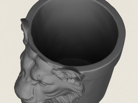 Lioness Head Planter 3D Print Model