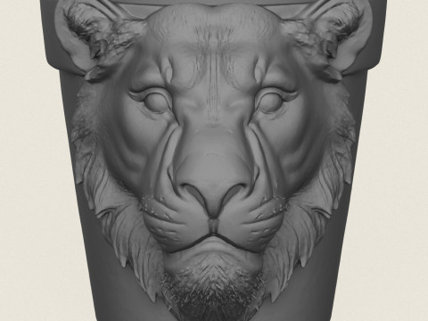 암사자 헤드 화분 인쇄 준비 3D 프린트 모델