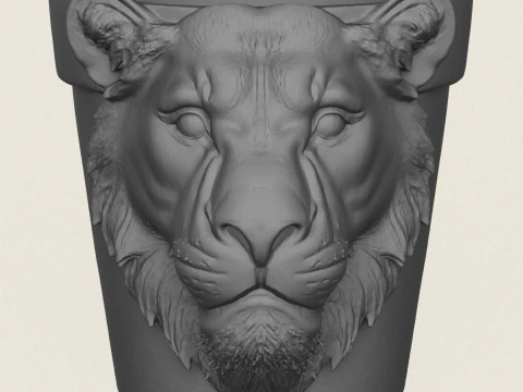 Lioness Head Planter 3D Print Model