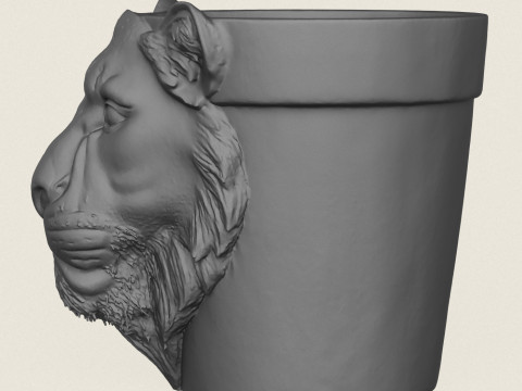 암사자 헤드 화분 인쇄 준비 3D 프린트 모델