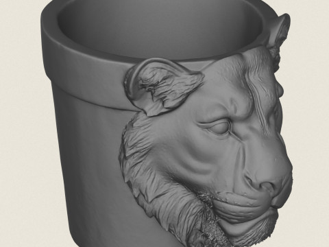 암사자 헤드 화분 인쇄 준비 3D 프린트 모델