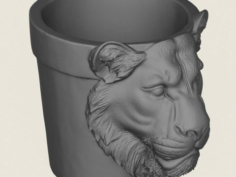 Lioness Head Planter 3D Print Model