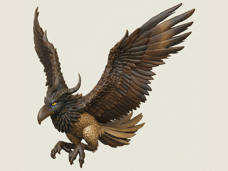 襲い来る怪鳥 3Dプリントモデル .c4d .max .obj .3ds .fbx .stl .blend 