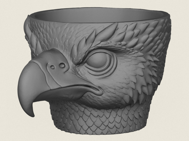 Eagle hoofd plantenbak 3D printmodel .c4d .max .obj .3ds .fbx .stl .blend 