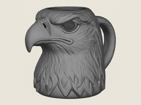 Tasse décorative tête d'aigle prête à imprimer Modèles 3D en vedette