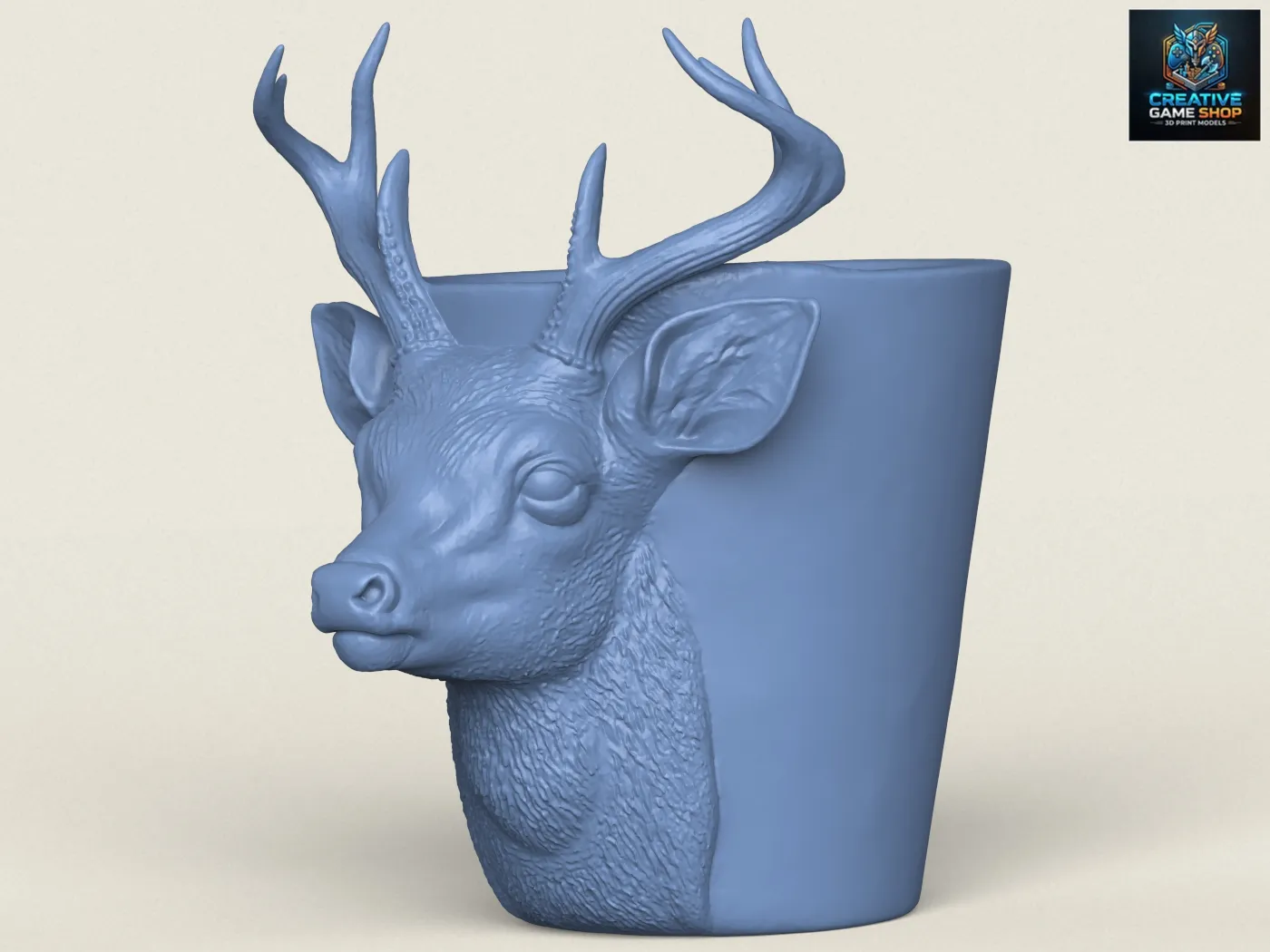 Deer Head Planter 3D Print Model .c4d .max .obj .3ds .fbx .stl .blend 