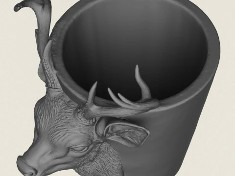 Deer Head Planter 3D Print Model