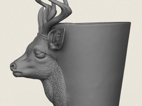 Deer Head Planter 3D Print Model
