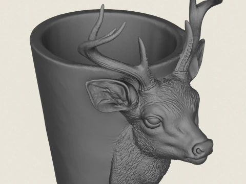 Deer Head Planter 3D Print Model