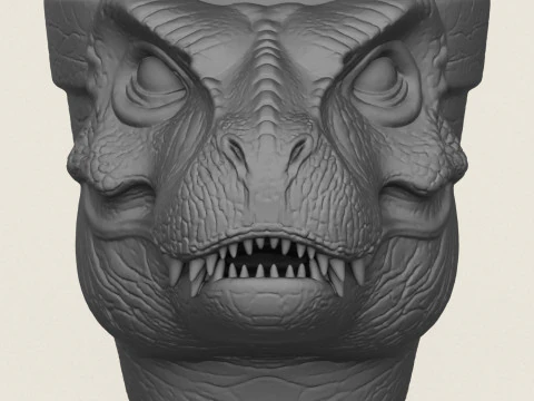Dinosaur Trex Head Planter 3D Print Model