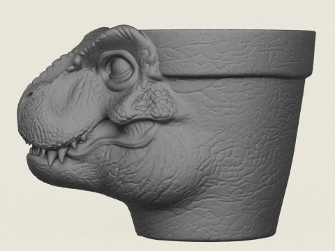 Dinosaur Trex Head Planter 3D Print Model
