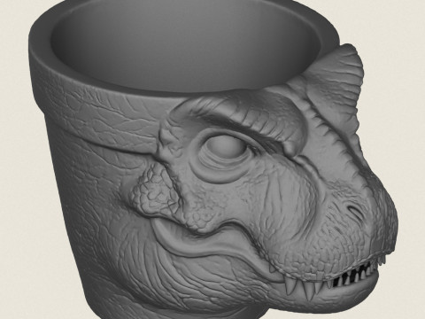 Dinosaur Trex hoofdplanter 3D printmodel