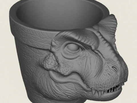 Dinosaur Trex Head Planter 3D Print Model