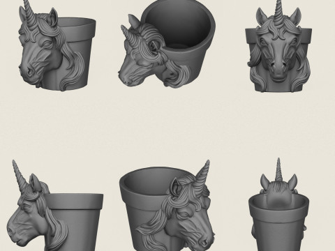 Collection de jardinières à visage d'animal Modèles 3D en vedette
